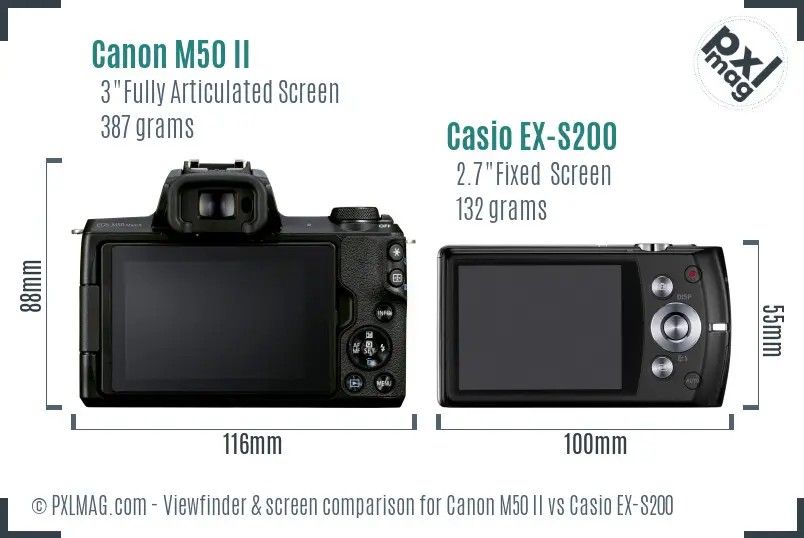 Canon M50 II vs Casio EX-S200 Screen and Viewfinder comparison