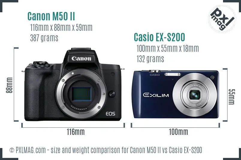 Canon M50 II vs Casio EX-S200 size comparison