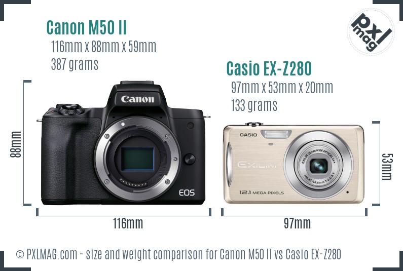 Canon M50 II vs Casio EX-Z280 size comparison Canon M50 II vs Casio EX-Z280 size comparison