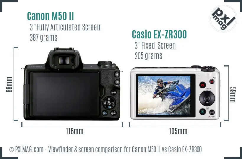 Canon M50 II vs Casio EX-ZR300 Screen and Viewfinder comparison