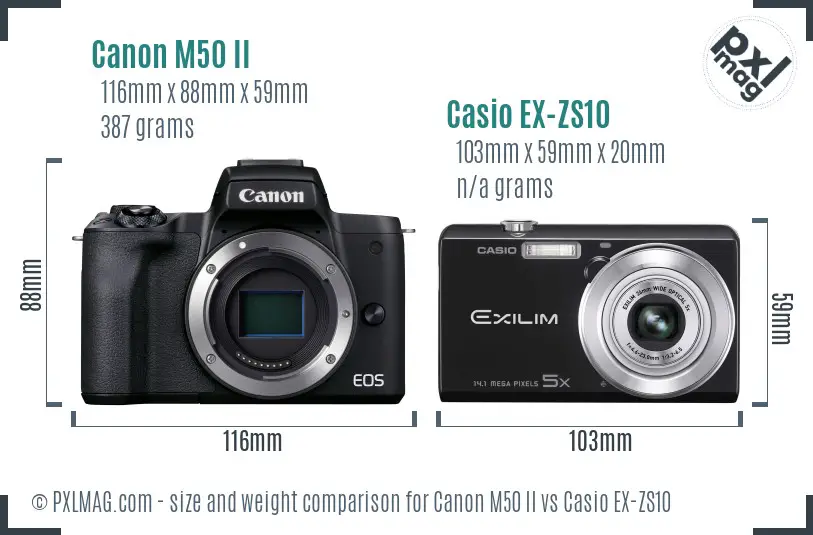 Canon M50 II vs Casio EX-ZS10 size comparison Canon M50 II vs Casio EX-ZS10 size comparison