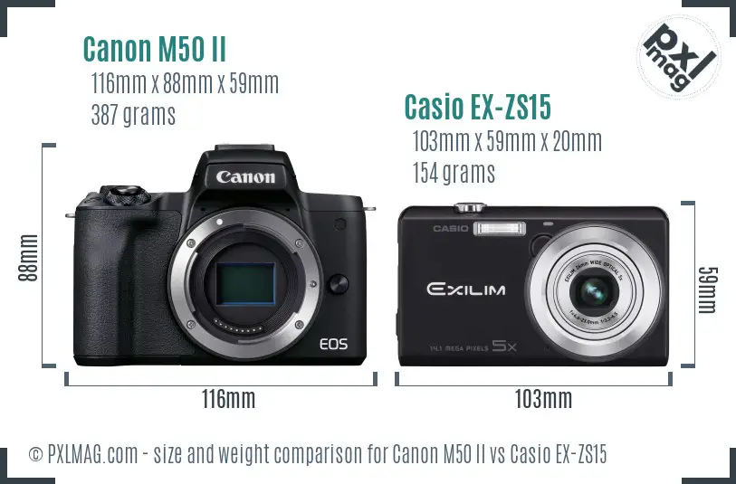 Canon M50 II vs Casio EX-ZS15 size comparison Canon M50 II vs Casio EX-ZS15 size comparison