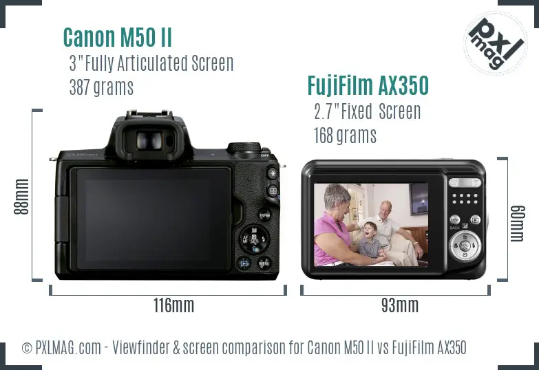 Canon M50 II vs FujiFilm AX350 Screen and Viewfinder comparison Canon M50 II vs FujiFilm AX350 Screen and Viewfinder comparison