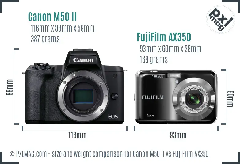 Canon M50 II vs FujiFilm AX350 size comparison Canon M50 II vs FujiFilm AX350 size comparison