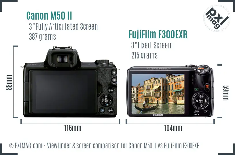 Canon M50 II vs FujiFilm F300EXR Screen and Viewfinder comparison