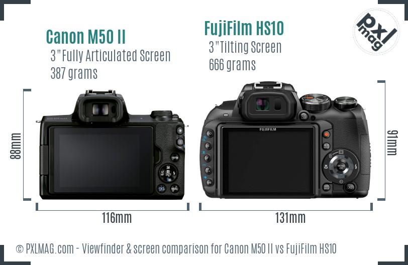 Canon M50 II vs FujiFilm HS10 Screen and Viewfinder comparison