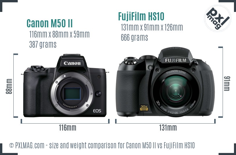 Canon M50 II vs FujiFilm HS10 size comparison Canon M50 II vs FujiFilm HS10 size comparison