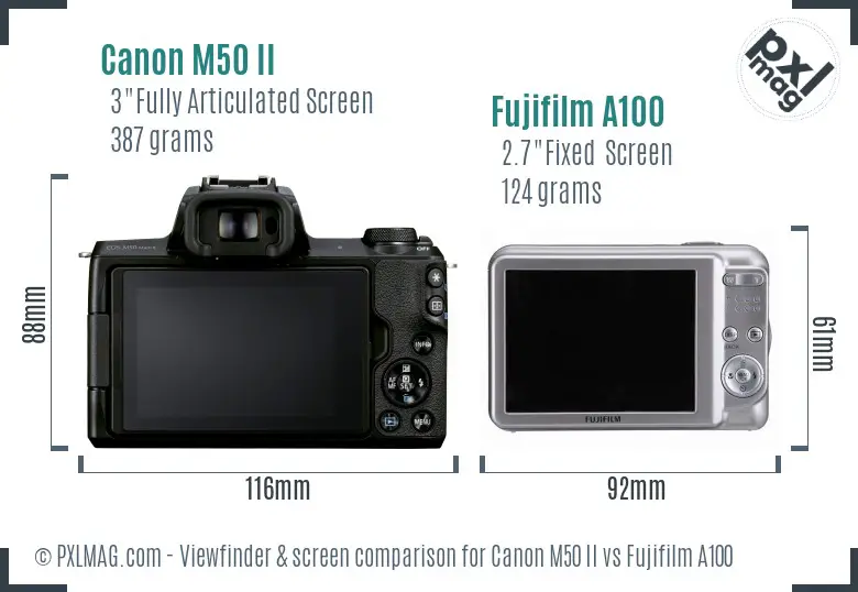 Canon M50 II vs Fujifilm A100 Screen and Viewfinder comparison