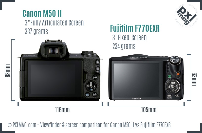 Canon M50 II vs Fujifilm F770EXR Screen and Viewfinder comparison