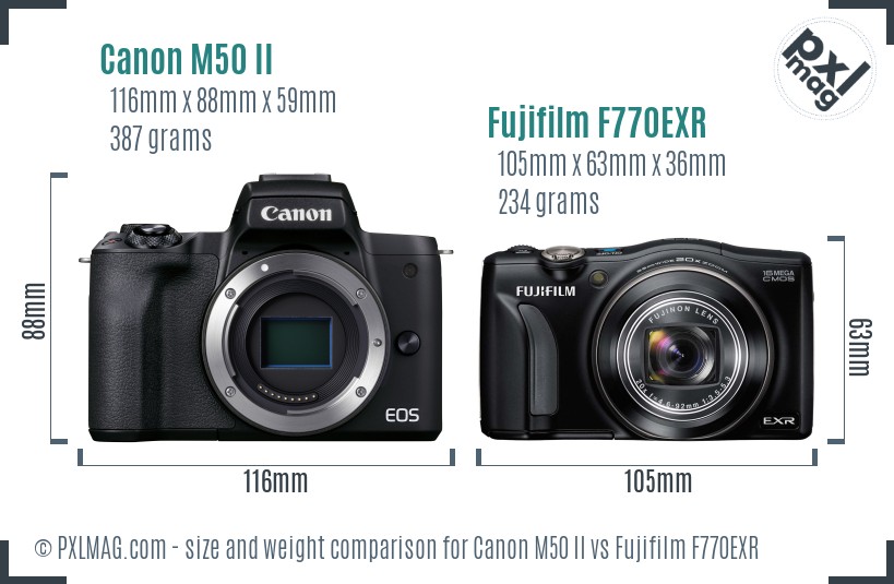 Canon M50 II vs Fujifilm F770EXR size comparison