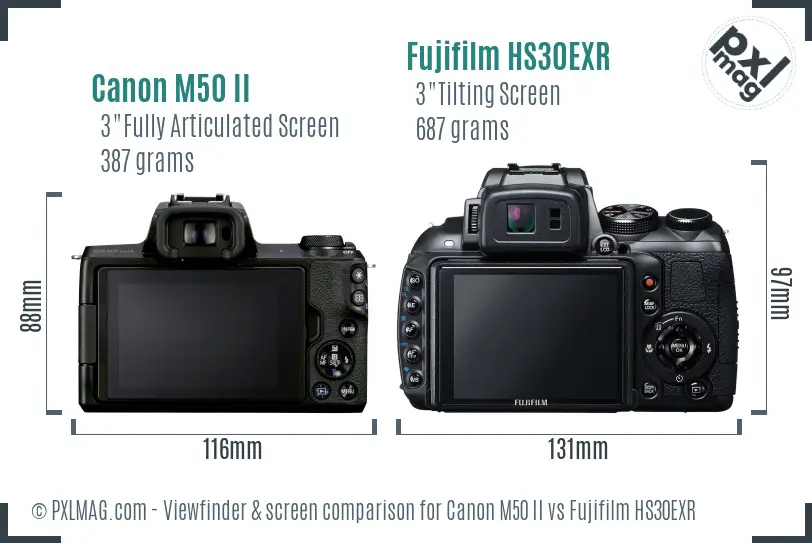 Canon M50 II vs Fujifilm HS30EXR Screen and Viewfinder comparison