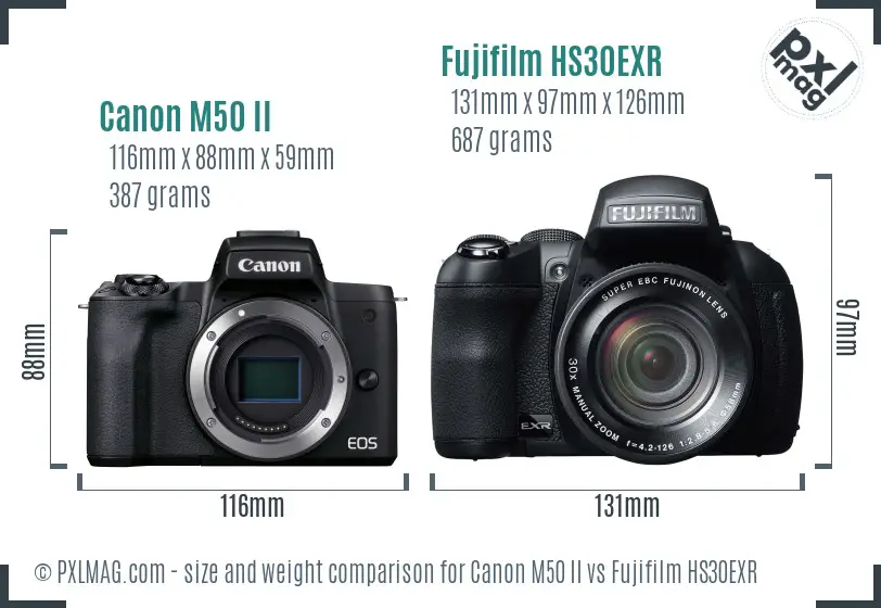 Canon M50 II vs Fujifilm HS30EXR size comparison