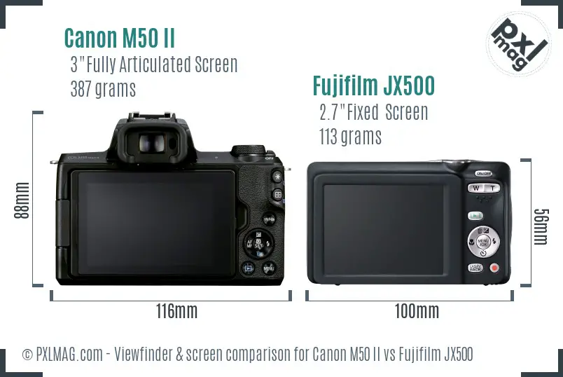 Canon M50 II vs Fujifilm JX500 Screen and Viewfinder comparison