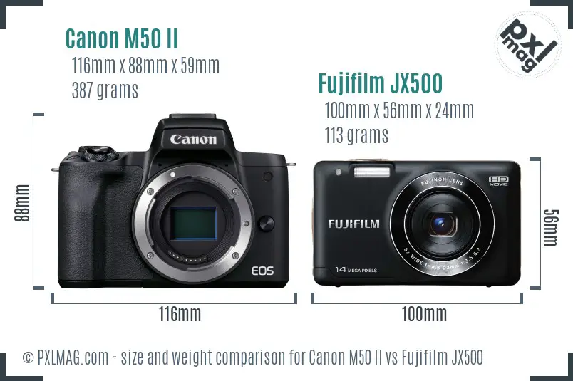 Canon M50 II vs Fujifilm JX500 size comparison