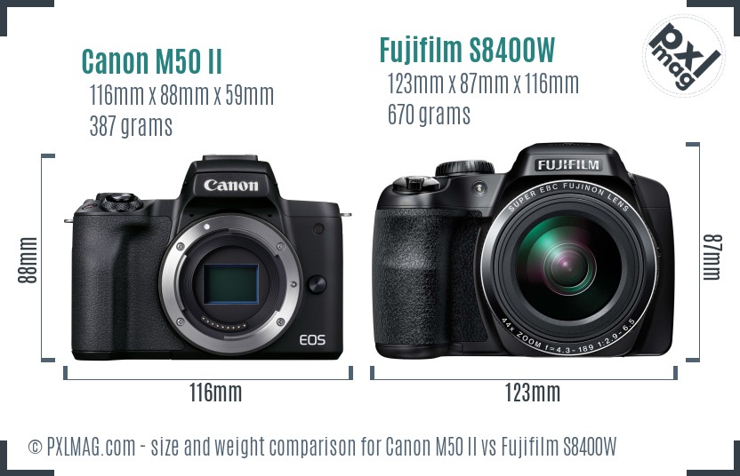 Canon M50 II vs Fujifilm S8400W size comparison