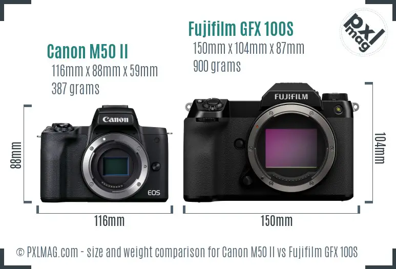 Canon M50 II vs Fujifilm GFX 100S size comparison Canon M50 II vs Fujifilm GFX 100S size comparison