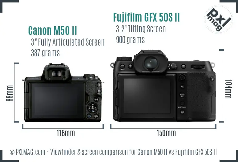 Canon M50 II vs Fujifilm GFX 50S II Screen and Viewfinder comparison