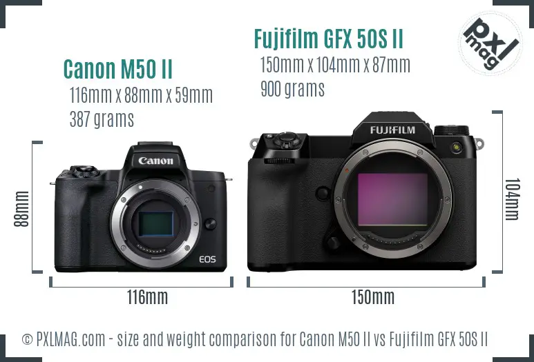 Canon M50 II vs Fujifilm GFX 50S II size comparison