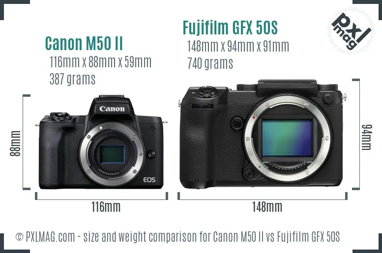 Canon M50 II vs Fujifilm GFX 50S size comparison