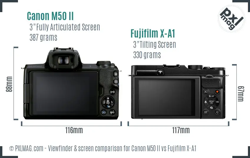 Canon M50 II vs Fujifilm X-A1 Screen and Viewfinder comparison