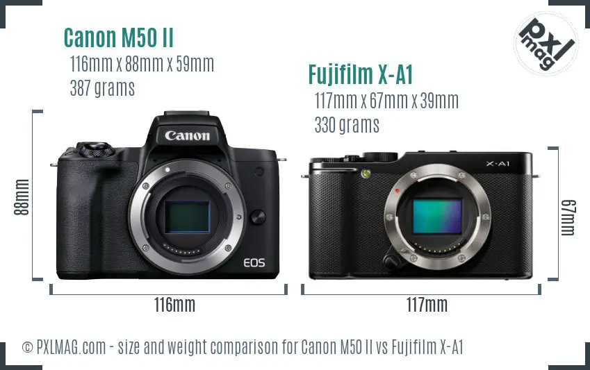 Canon M50 II vs Fujifilm X-A1 size comparison