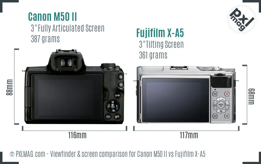 Canon M50 II vs Fujifilm X-A5 Screen and Viewfinder comparison