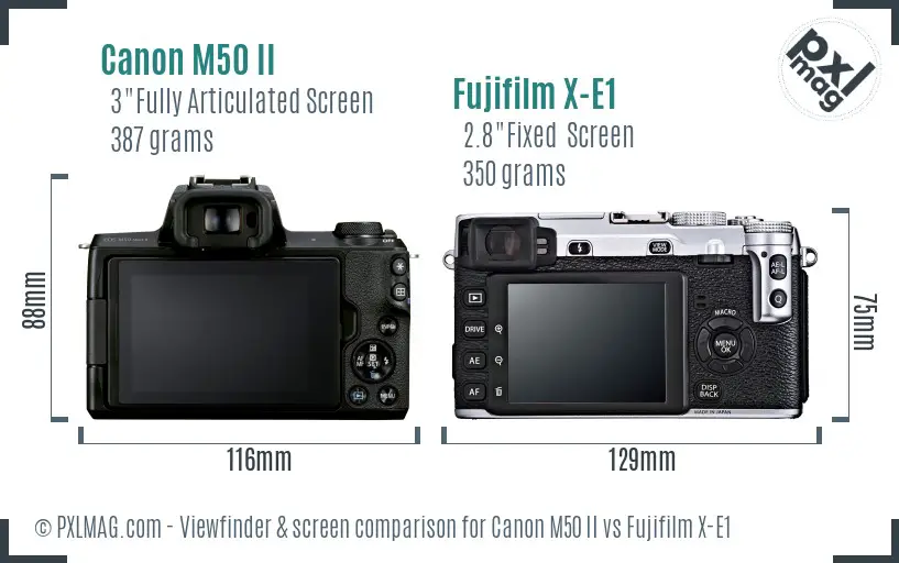 Canon M50 II vs Fujifilm X-E1 Screen and Viewfinder comparison