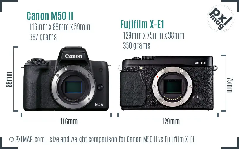 Canon M50 II vs Fujifilm X-E1 size comparison