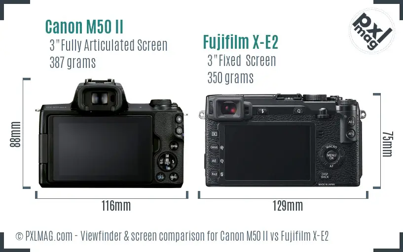 Canon M50 II vs Fujifilm X-E2 Screen and Viewfinder comparison