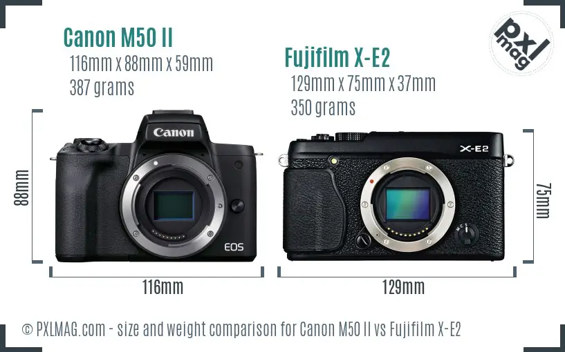 Canon M50 II vs Fujifilm X-E2 size comparison
