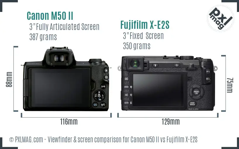 Canon M50 II vs Fujifilm X-E2S Screen and Viewfinder comparison