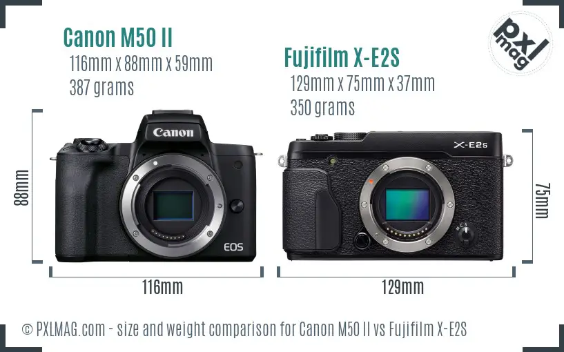Canon M50 II vs Fujifilm X-E2S size comparison