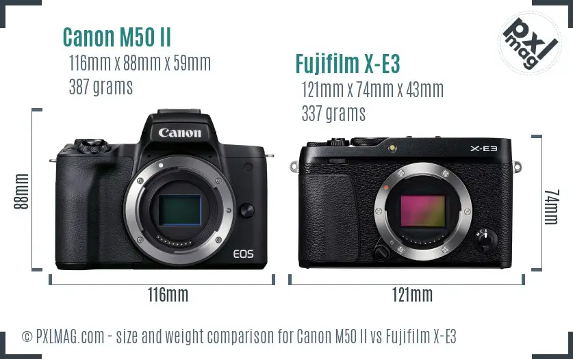 Canon M50 II vs Fujifilm X-E3 size comparison