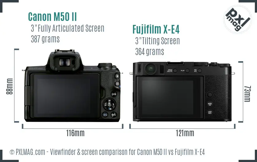 Canon M50 II vs Fujifilm X-E4 Screen and Viewfinder comparison