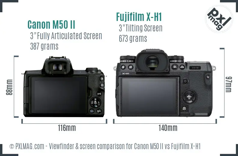 Canon M50 II vs Fujifilm X-H1 Screen and Viewfinder comparison