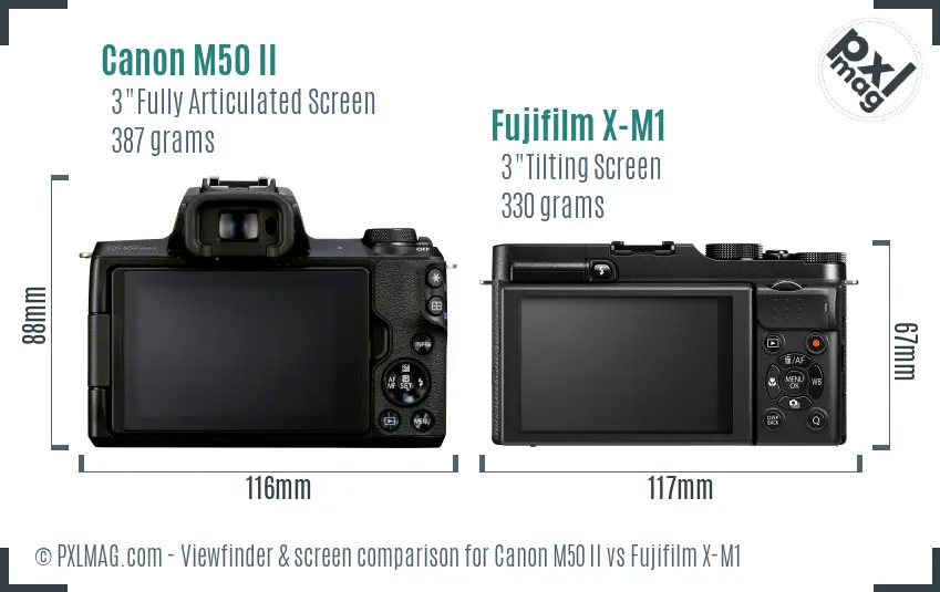 Canon M50 II vs Fujifilm X-M1 Screen and Viewfinder comparison