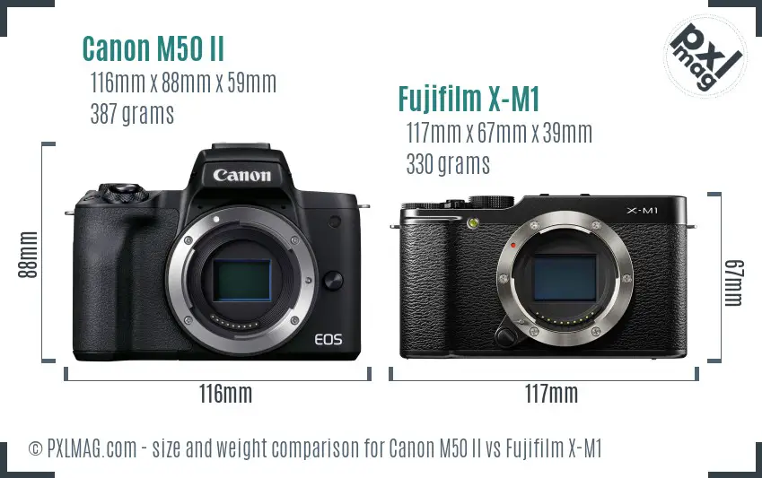 Canon M50 II vs Fujifilm X-M1 size comparison