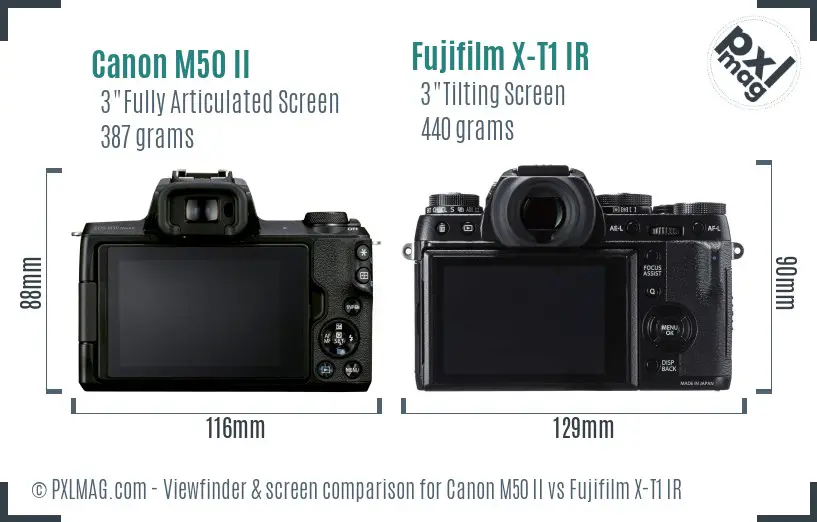 Canon M50 II vs Fujifilm X-T1 IR Screen and Viewfinder comparison