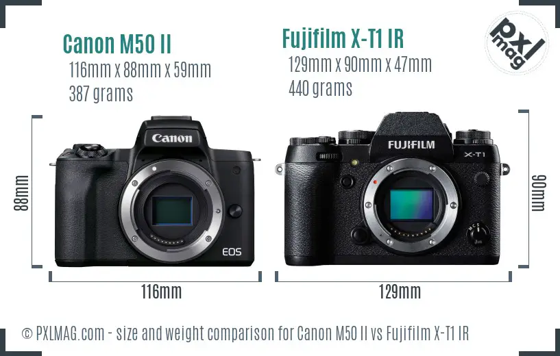 Canon M50 II vs Fujifilm X-T1 IR size comparison
