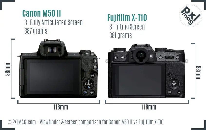 Canon M50 II vs Fujifilm X-T10 Screen and Viewfinder comparison