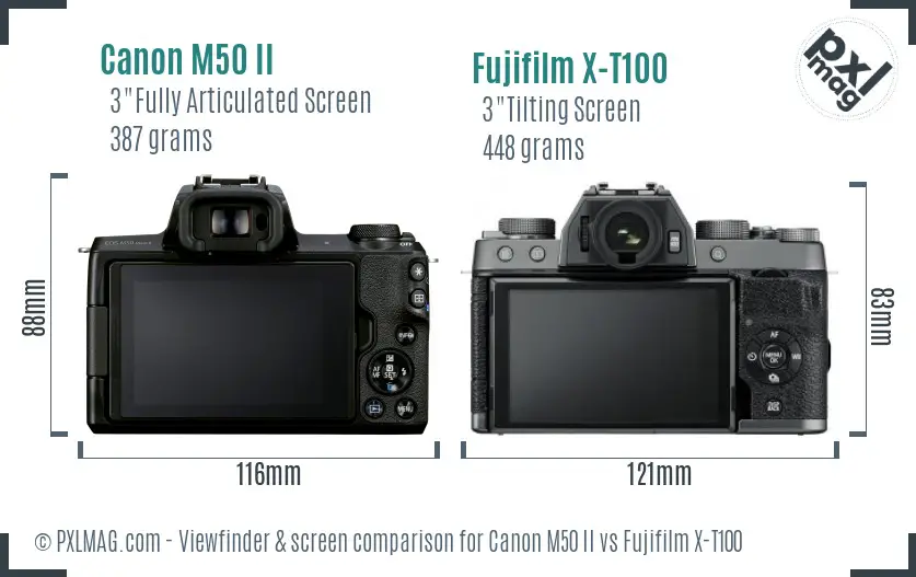 Canon M50 II vs Fujifilm X-T100 Screen and Viewfinder comparison