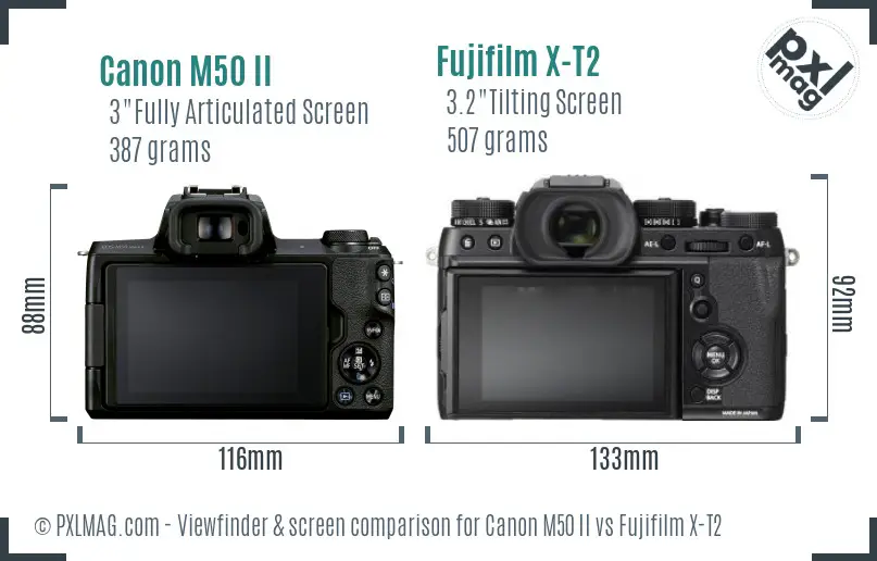 Canon M50 II vs Fujifilm X-T2 Screen and Viewfinder comparison