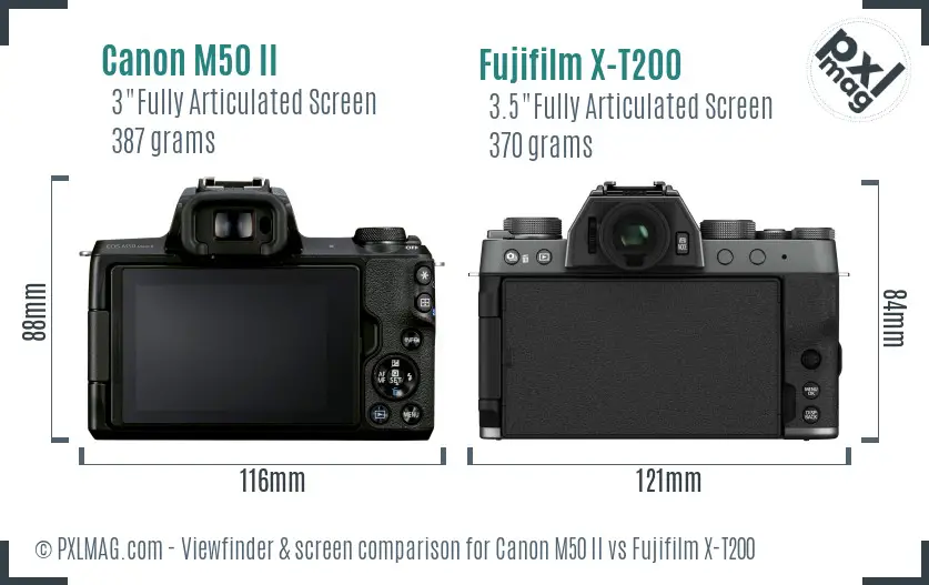 Canon M50 II vs Fujifilm X-T200 Screen and Viewfinder comparison