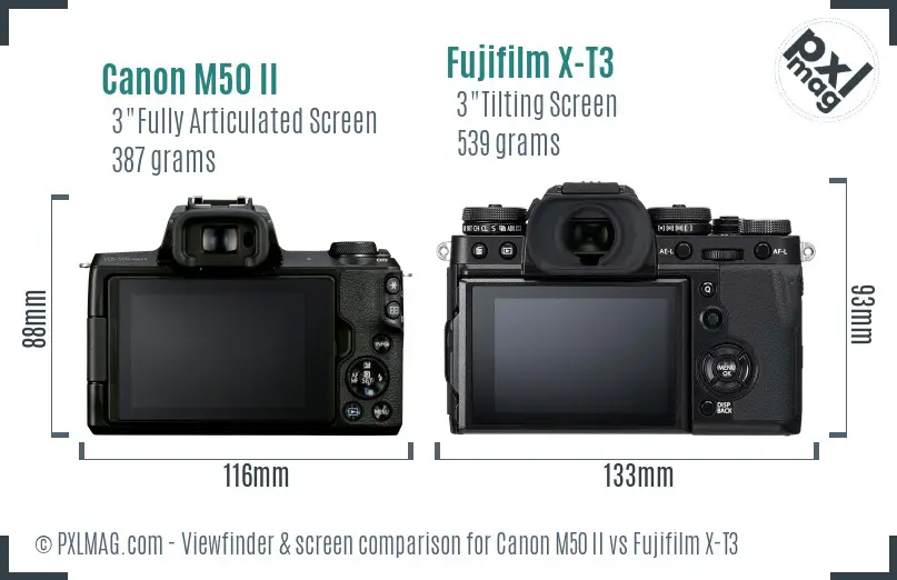 Canon M50 II vs Fujifilm X-T3 Screen and Viewfinder comparison