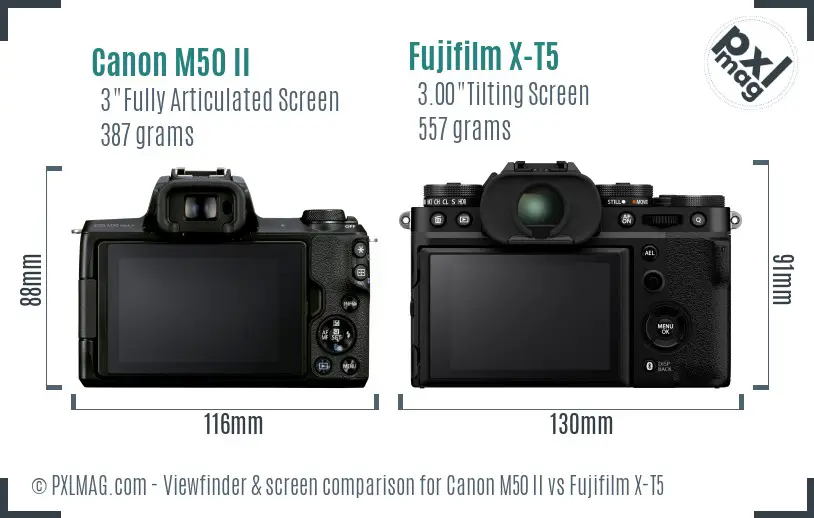 Canon M50 II vs Fujifilm X-T5 Screen and Viewfinder comparison Canon M50 II vs Fujifilm X-T5 Screen and Viewfinder comparison