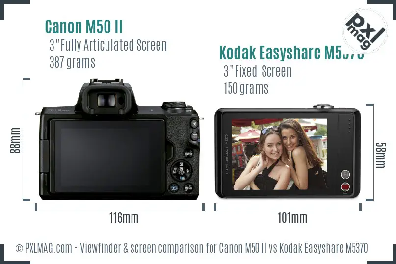 Canon M50 II vs Kodak Easyshare M5370 Screen and Viewfinder comparison
