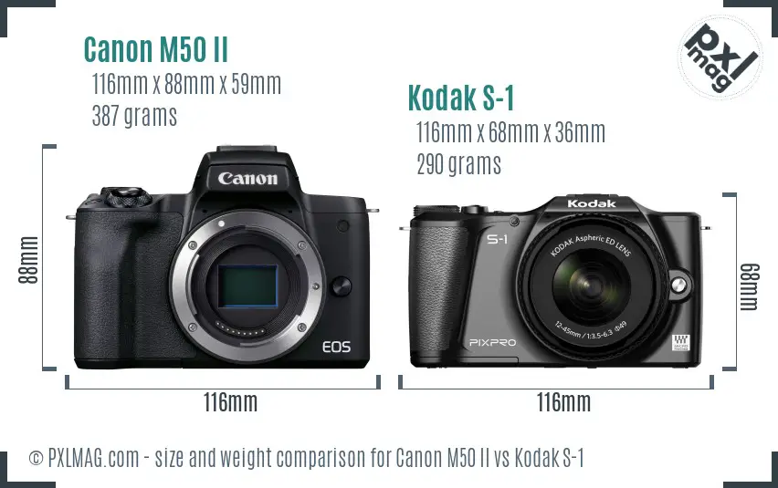 Canon M50 II vs Kodak S-1 size comparison