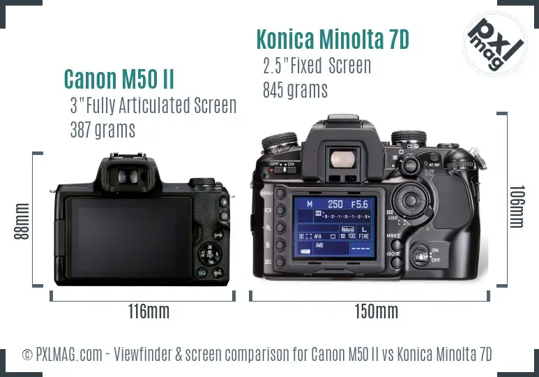 Canon M50 II vs Konica Minolta 7D Screen and Viewfinder comparison Canon M50 II vs Konica Minolta 7D Screen and Viewfinder comparison