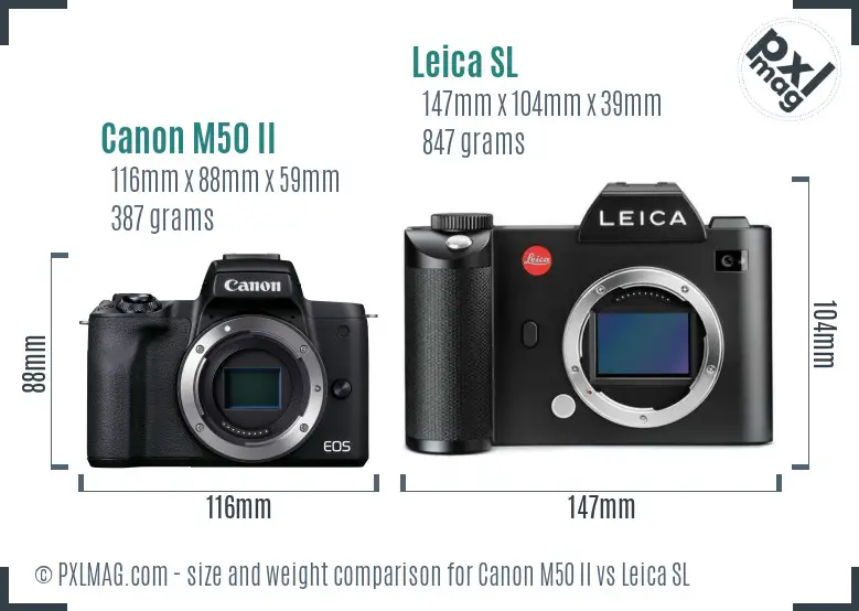 Canon M50 II vs Leica SL size comparison