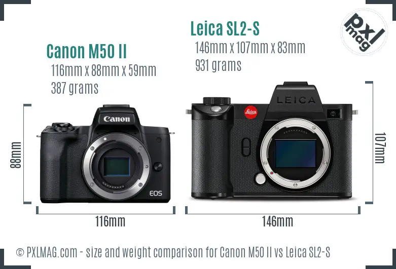 Canon M50 II vs Leica SL2-S size comparison